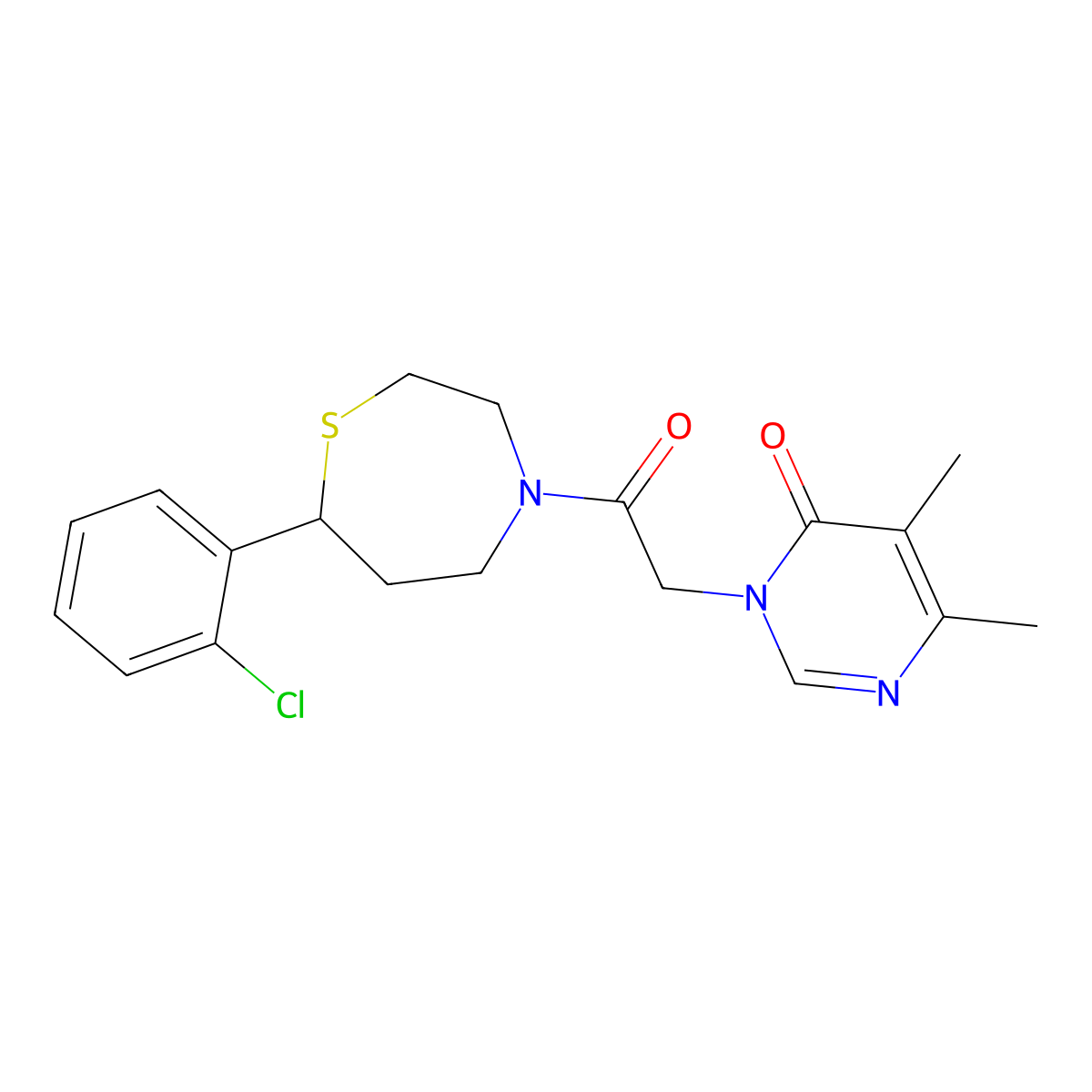 3-(2-(7-(2-chlorophenyl)-1,4-thiazepan-4-yl)-2-oxoethyl)-5,6-dimethylpyrimidin-4(3H)-one molecular structure, CAS 1795302-53-2