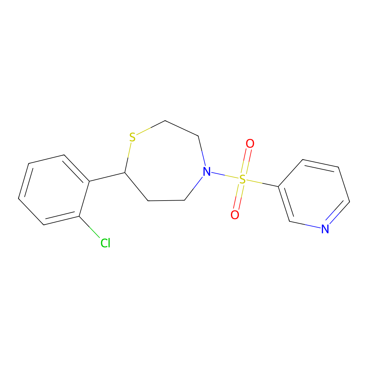 7-(2-Chlorophenyl)-4-(pyridin-3-ylsulfonyl)-1,4-thiazepane molecular structure, CAS 1795302-54-3