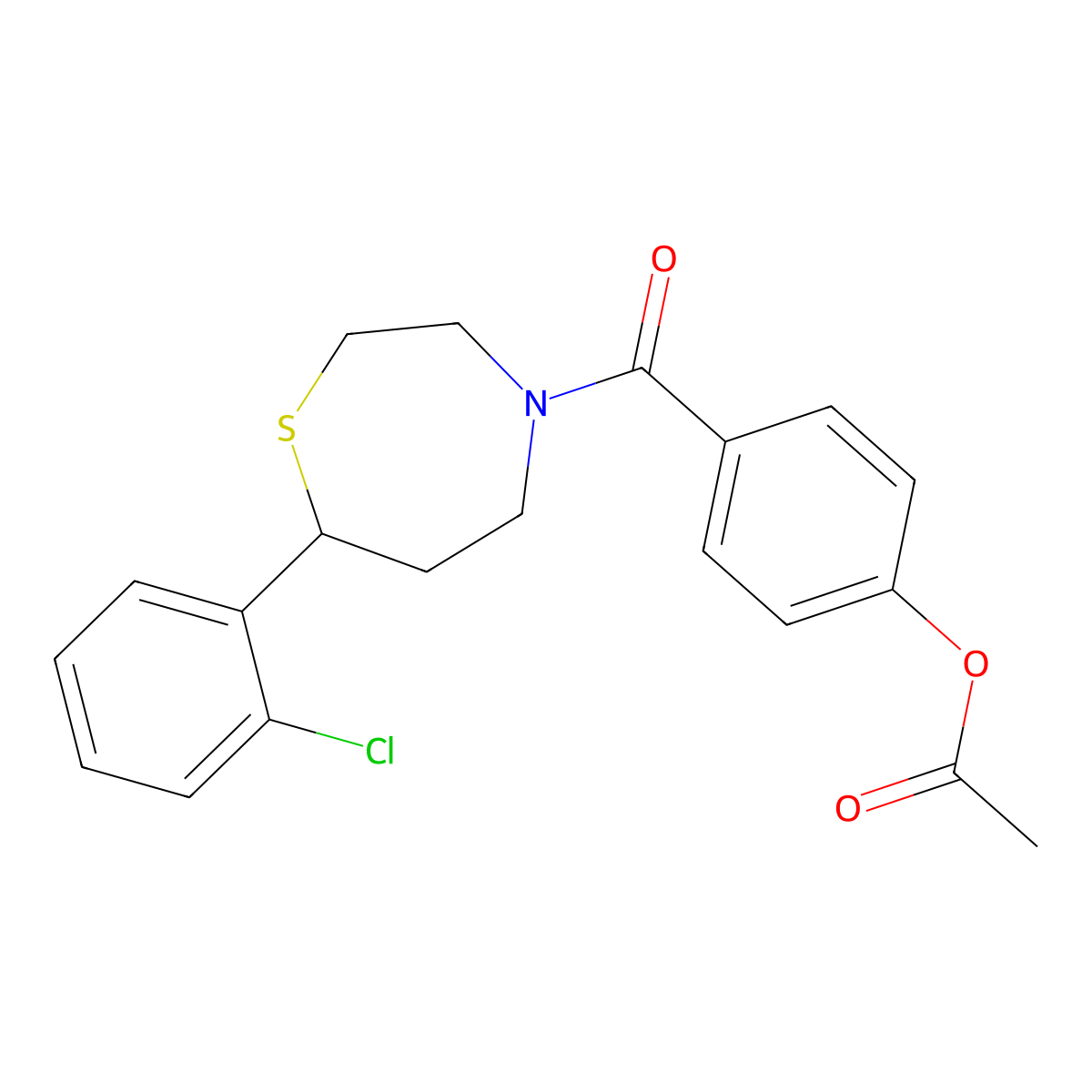 4-(7-(2-Chlorophenyl)-1,4-thiazepane-4-carbonyl)phenyl acetate molecular structure, CAS 1795302-62-3
