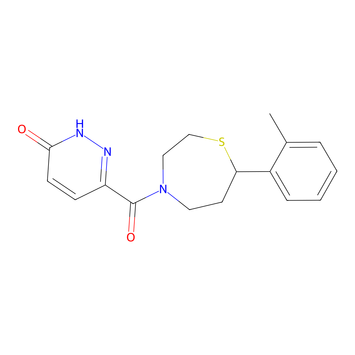 6-(7-(o-tolyl)-1,4-thiazepane-4-carbonyl)pyridazin-3(2H)-one molecular structure, CAS 1795302-72-5