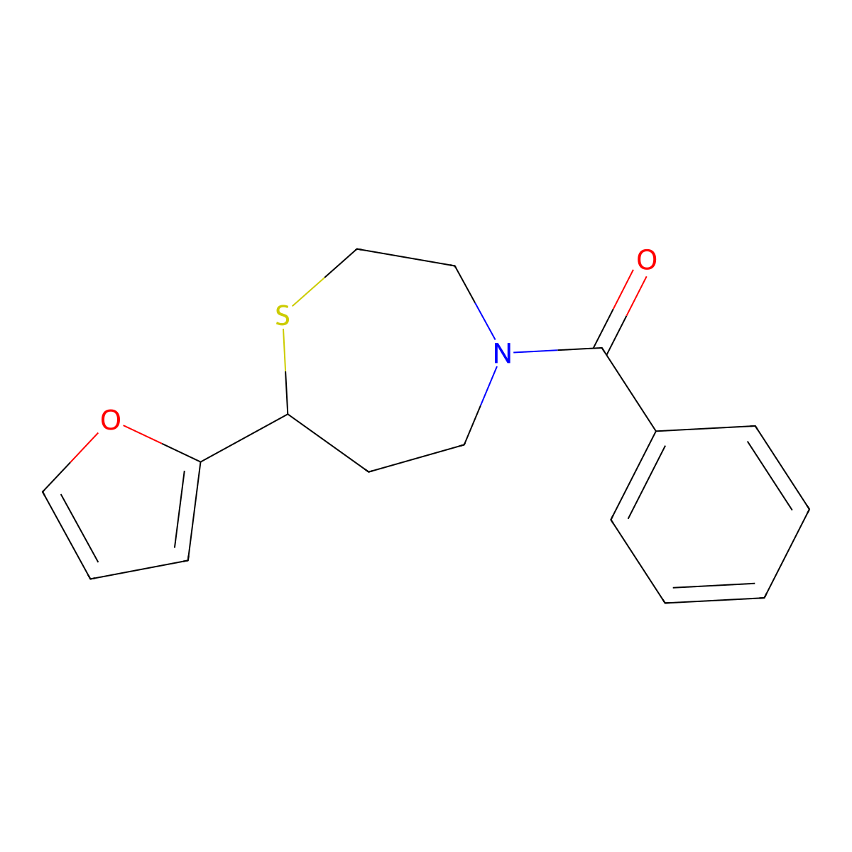 (7-(Furan-2-yl)-1,4-thiazepan-4-yl)(phenyl)methanone molecular structure, CAS 1795302-74-7