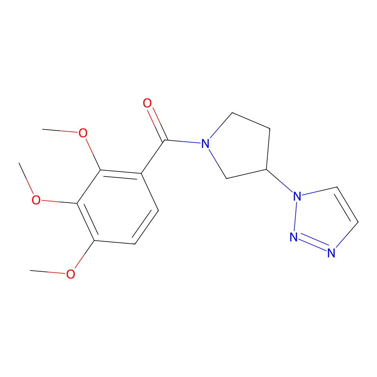(3-(1H-1,2,3-triazol-1-yl)pyrrolidin-1-yl)(2,3,4-trimethoxyphenyl)methanone molecular structure, CAS 1795302-76-9