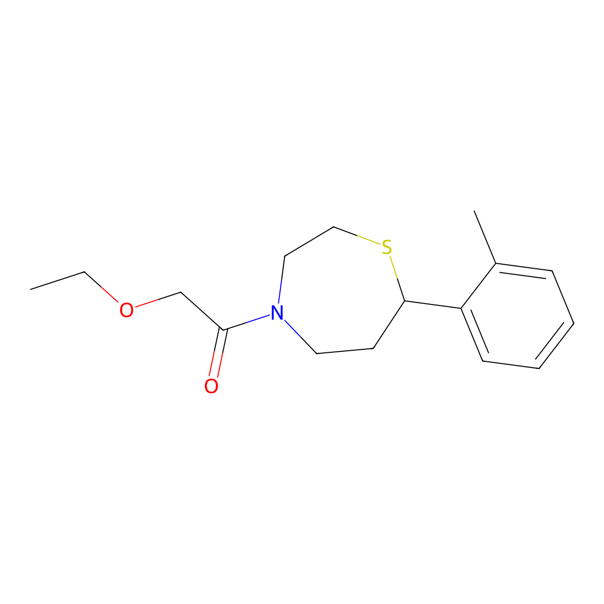 2-Ethoxy-1-(7-(o-tolyl)-1,4-thiazepan-4-yl)ethanone molecular structure, CAS 1795302-79-2