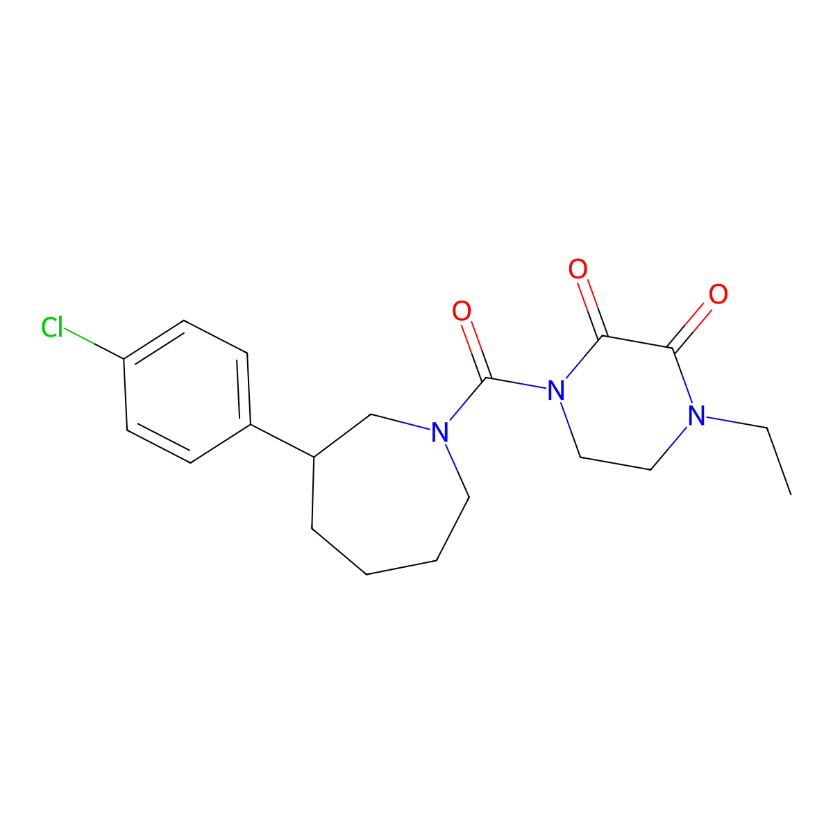 1-[3-(4-Chlorophenyl)azepane-1-carbonyl]-4-ethylpiperazine-2,3-dione molecular structure, CAS 1795302-81-6