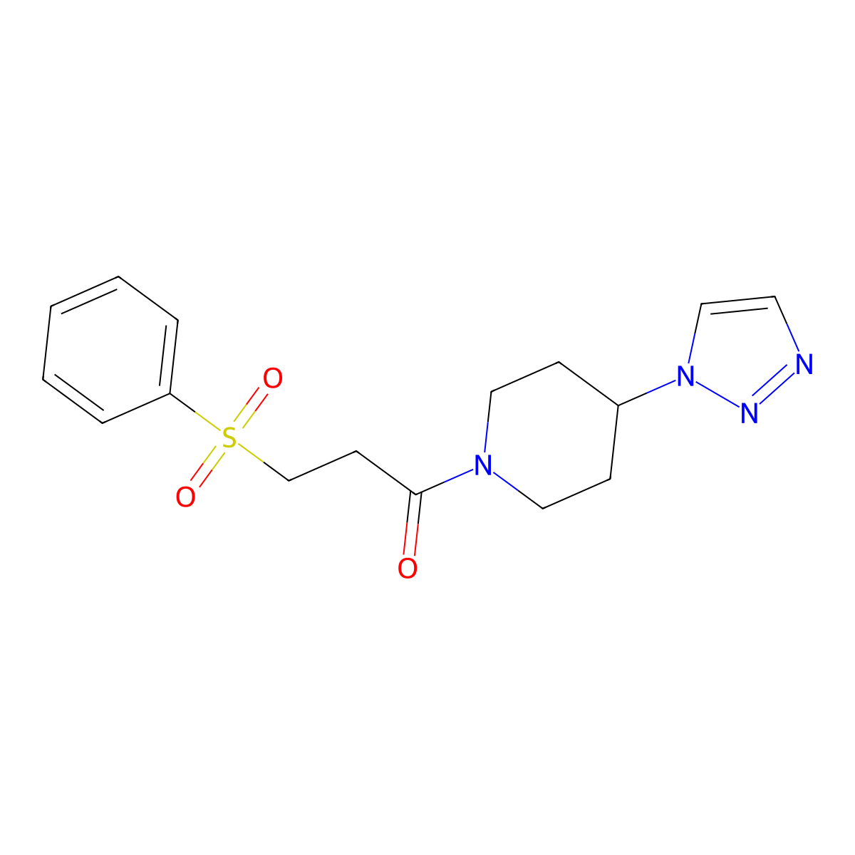 1-(4-(1H-1,2,3-triazol-1-yl)piperidin-1-yl)-3-(phenylsulfonyl)propan-1-one molecular structure, CAS 1795302-89-4