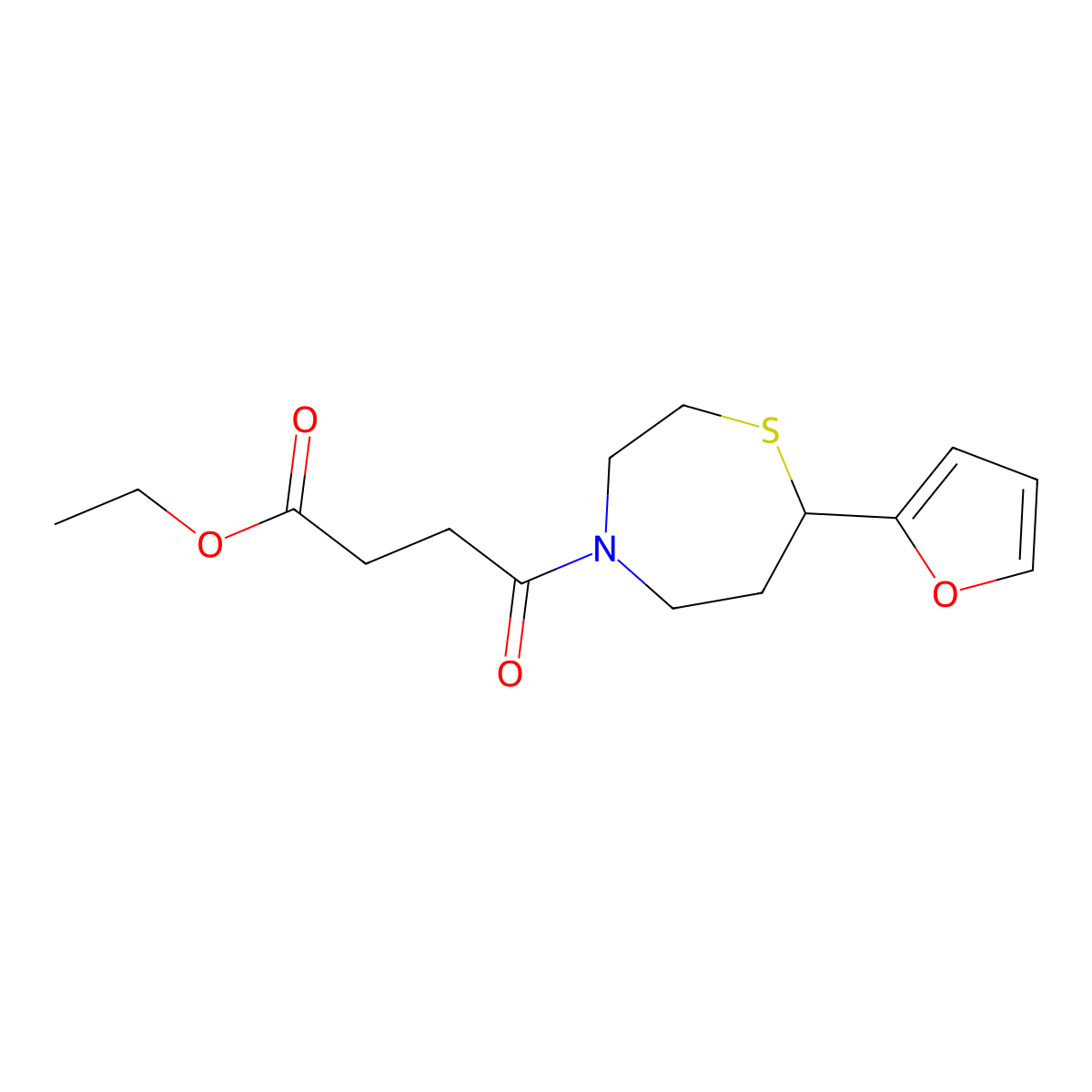Ethyl 4-[7-(furan-2-yl)-1,4-thiazepan-4-yl]-4-oxobutanoate molecular structure, CAS 1795302-94-1
