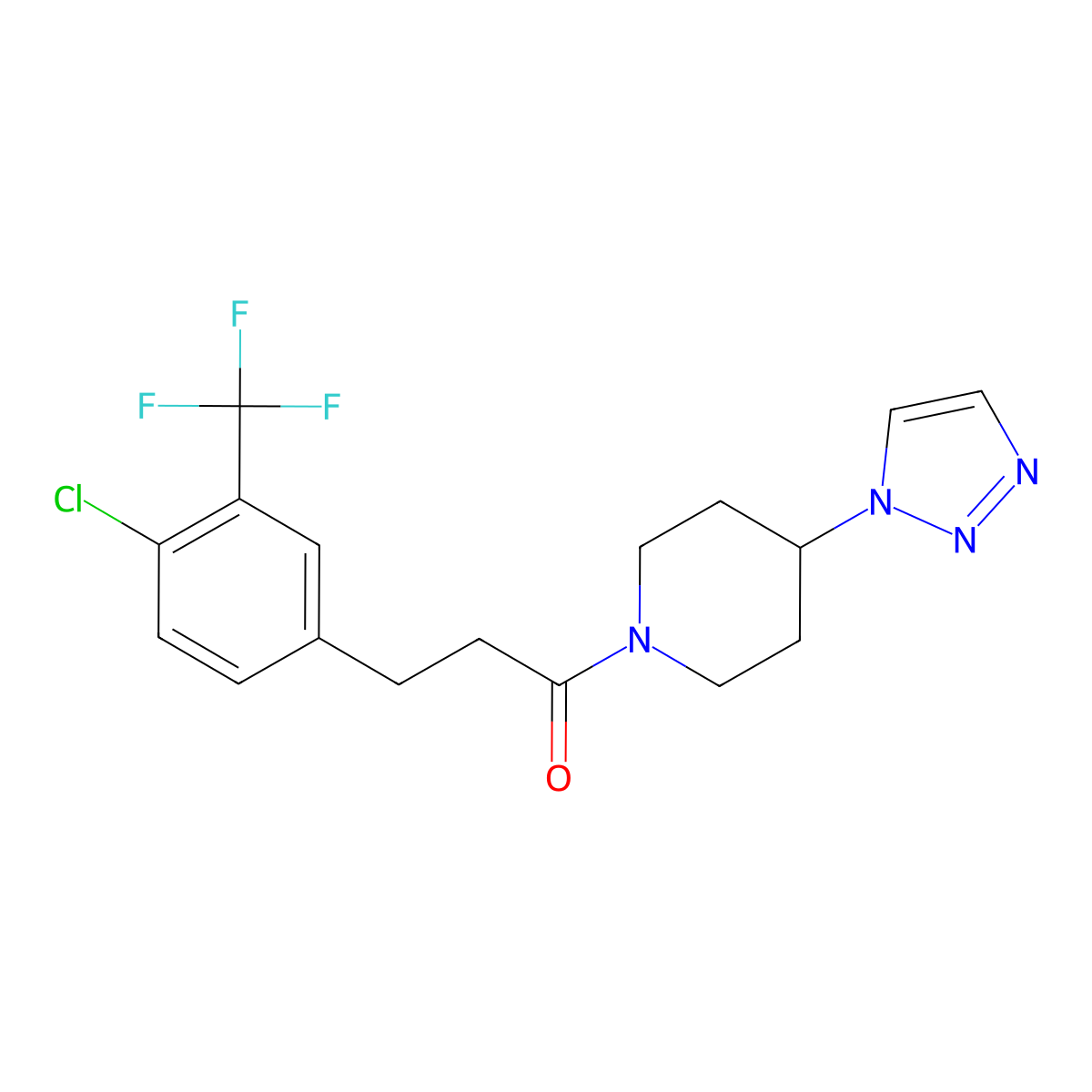 1-(4-(1H-1,2,3-triazol-1-yl)piperidin-1-yl)-3-(4-chloro-3-(trifluoromethyl)phenyl)propan-1-one molecular structure, CAS 1795303-00-2