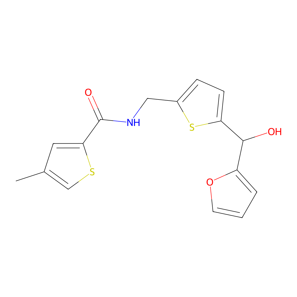 N-((5-(furan-2-yl(hydroxy)methyl)thiophen-2-yl)methyl)-4-methylthiophene-2-carboxamide molecular structure, CAS 1795303-01-3