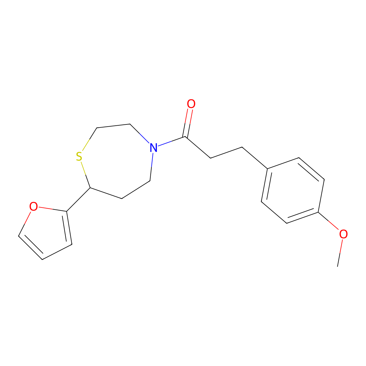 1-(7-(Furan-2-yl)-1,4-thiazepan-4-yl)-3-(4-methoxyphenyl)propan-1-one molecular structure, CAS 1795303-08-0