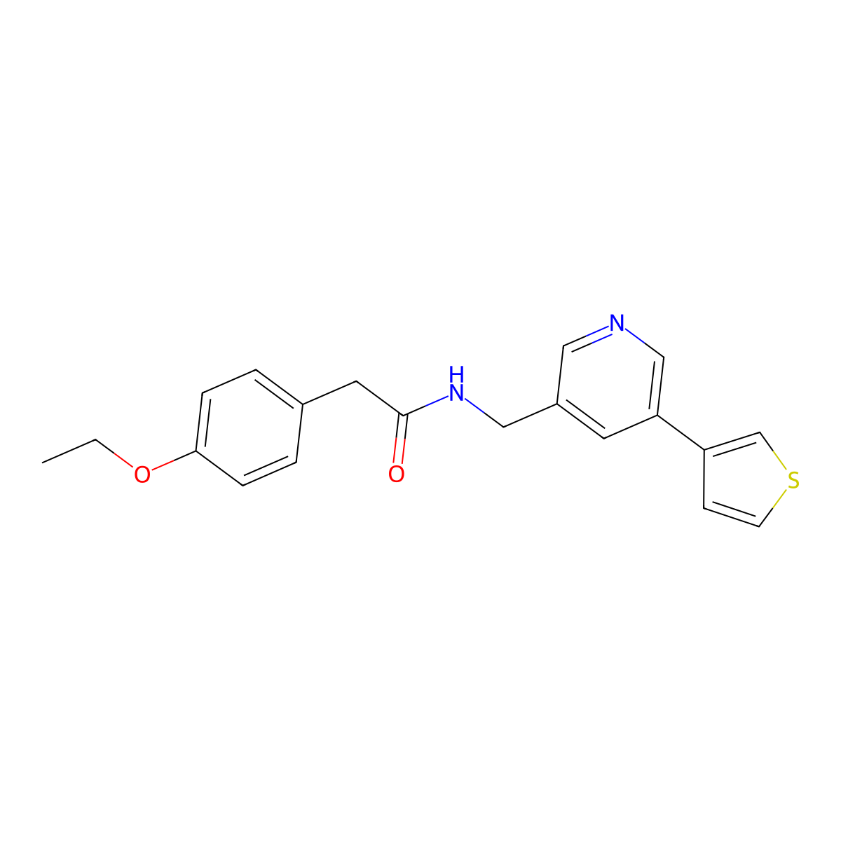 2-(4-ethoxyphenyl)-N-{[5-(thiophen-3-yl)pyridin-3-yl]methyl}acetamide molecular structure, CAS 1795303-18-2