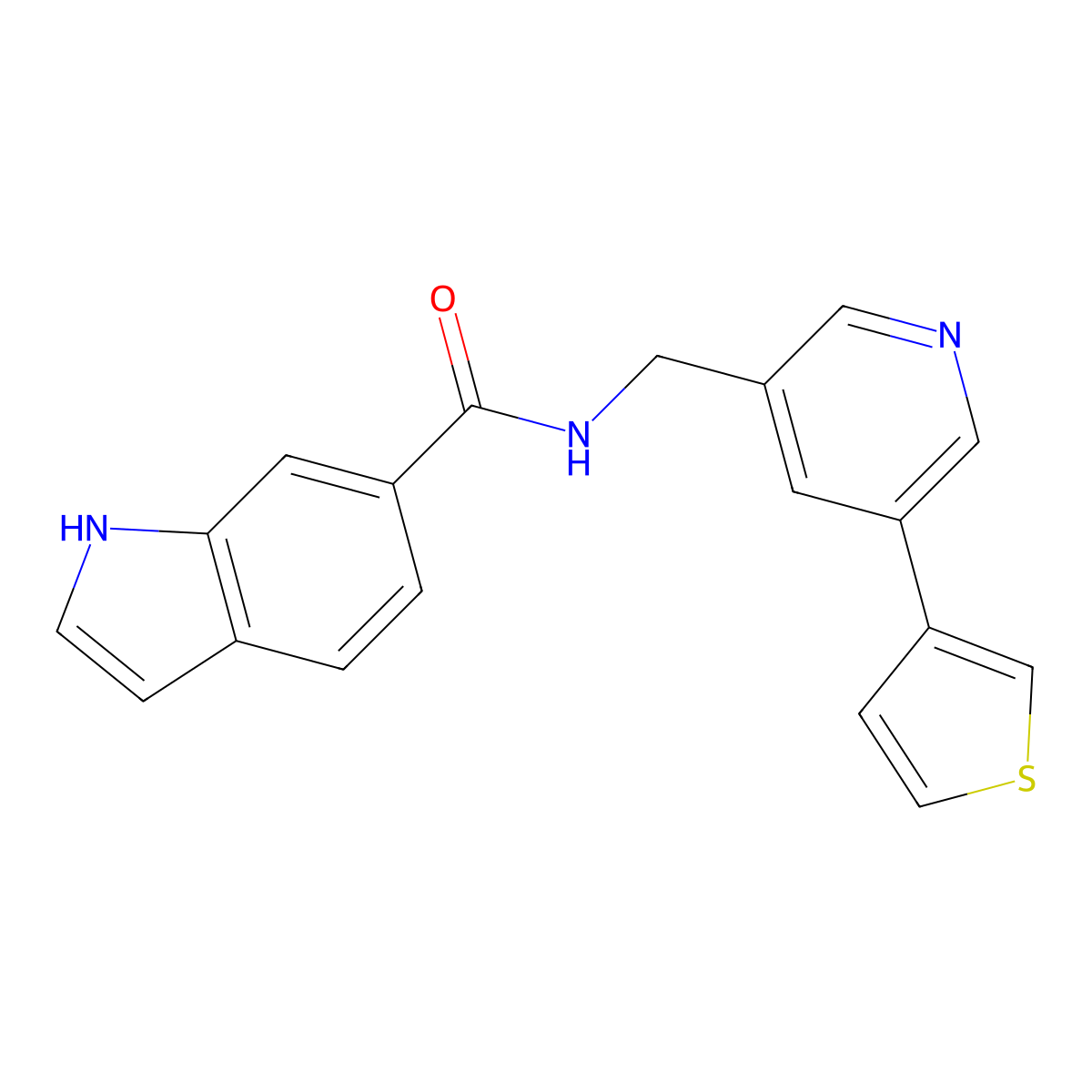 N-{[5-(thiophen-3-yl)pyridin-3-yl]methyl}-1H-indole-6-carboxamide molecular structure, CAS 1795303-21-7
