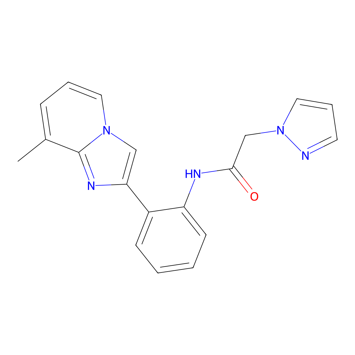N-(2-(8-methylimidazo[1,2-a]pyridin-2-yl)phenyl)-2-(1H-pyrazol-1-yl)acetamide molecular structure, CAS 1795303-56-8