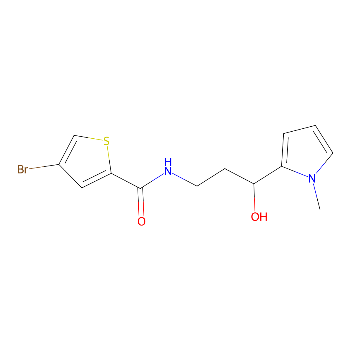 4-bromo-N-[3-hydroxy-3-(1-methyl-1H-pyrrol-2-yl)propyl]thiophene-2-carboxamide molecular structure, CAS 1795303-58-0