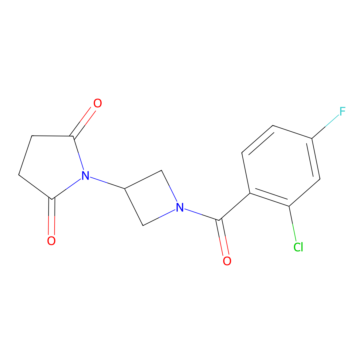 1-[1-(2-Chloro-4-fluorobenzoyl)azetidin-3-yl]pyrrolidine-2,5-dione molecular structure, CAS 1795303-73-9