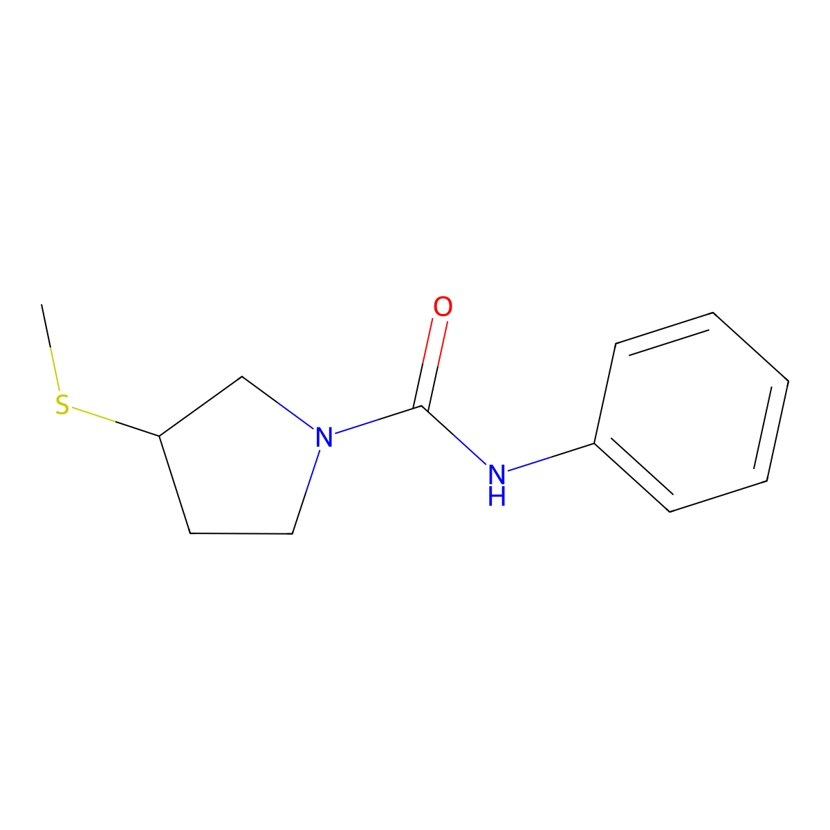 3-(methylthio)-N-phenylpyrrolidine-1-carboxamide molecular structure, CAS 1795303-81-9