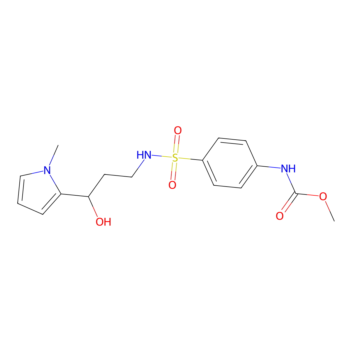 methyl (4-(N-(3-hydroxy-3-(1-methyl-1H-pyrrol-2-yl)propyl)sulfamoyl)phenyl)carbamate molecular structure, CAS 1795303-85-3