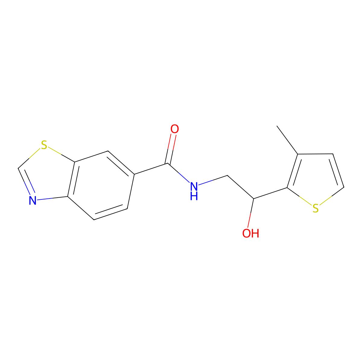 N-(2-hydroxy-2-(3-methylthiophen-2-yl)ethyl)benzo[d]thiazole-6-carboxamide molecular structure, CAS 1795304-07-2