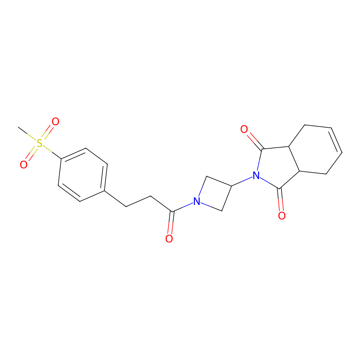 2-(1-(3-(4-(methylsulfonyl)phenyl)propanoyl)azetidin-3-yl)-3a,4,7,7a-tetrahydro-1H-isoindole-1,3(2H)-dione molecular structure, CAS 1795304-08-3