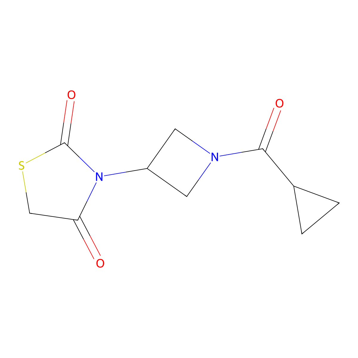 3-(1-(Cyclopropanecarbonyl)azetidin-3-yl)thiazolidine-2,4-dione molecular structure, CAS 1795304-15-2