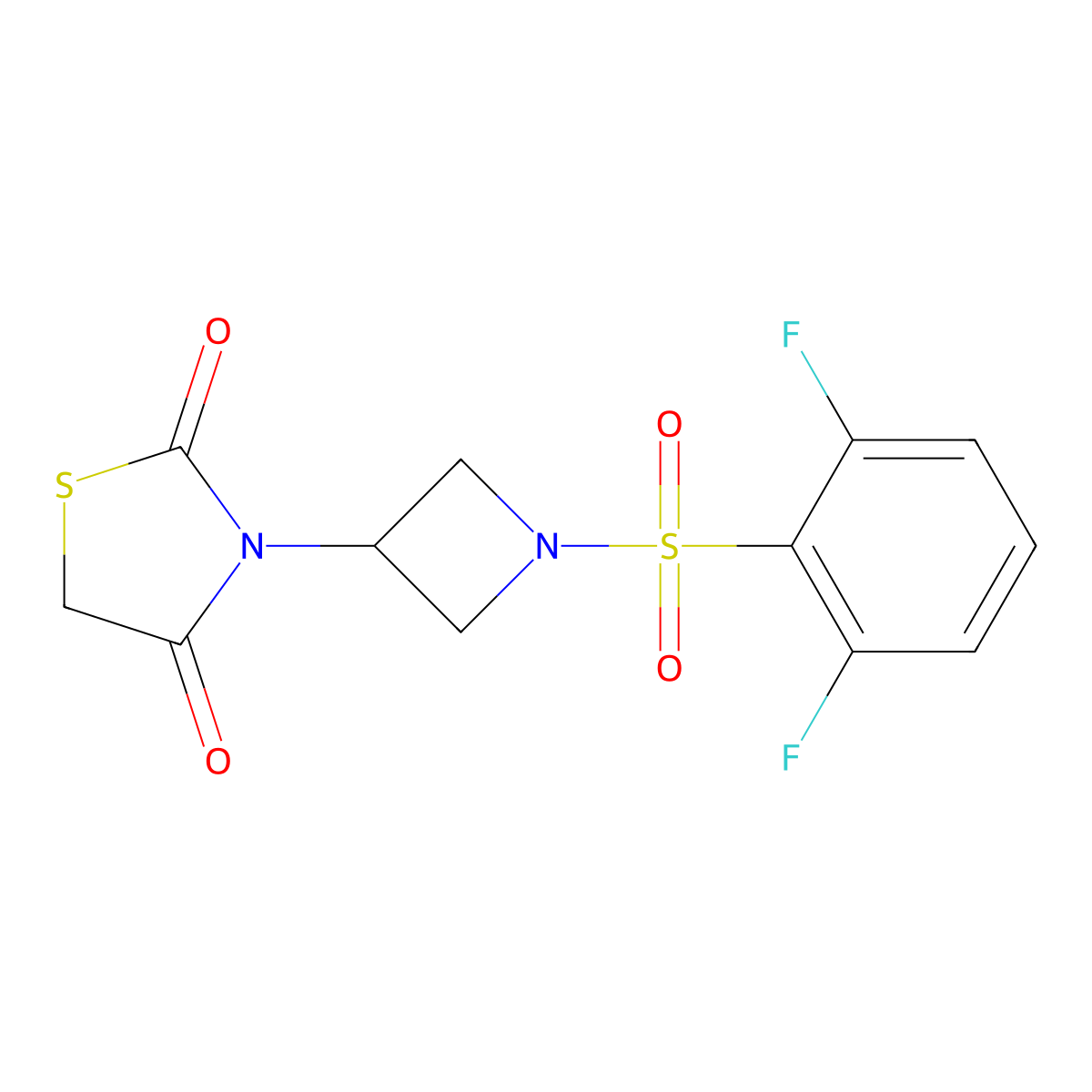 3-(1-((2,6-Difluorophenyl)sulfonyl)azetidin-3-yl)thiazolidine-2,4-dione molecular structure, CAS 1795304-33-4