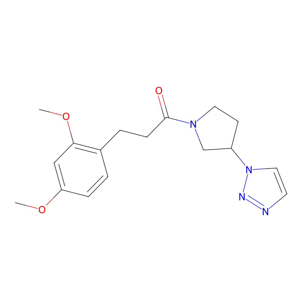 1-(3-(1H-1,2,3-triazol-1-yl)pyrrolidin-1-yl)-3-(2,4-dimethoxyphenyl)propan-1-one molecular structure, CAS 1795304-38-9