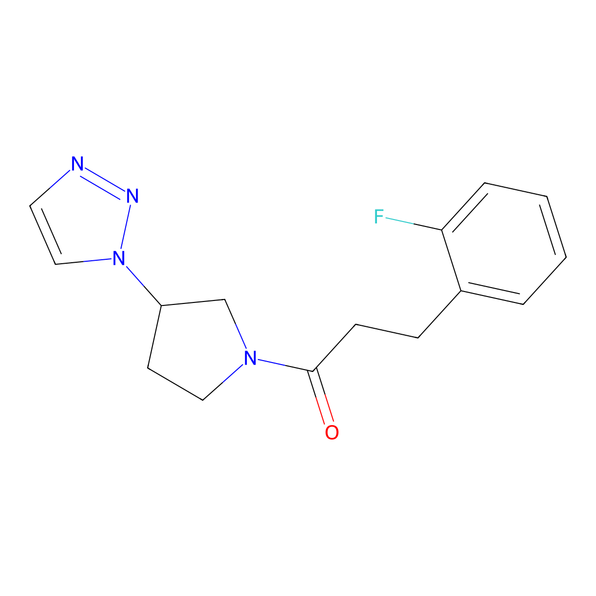 1-(3-(1H-1,2,3-triazol-1-yl)pyrrolidin-1-yl)-3-(2-fluorophenyl)propan-1-one molecular structure, CAS 1795304-45-8