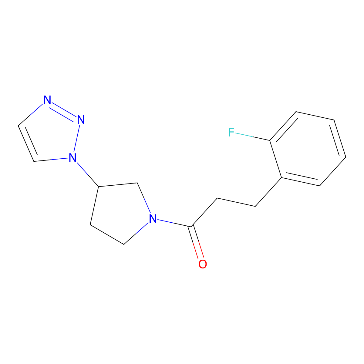 1-(3-(1H-1,2,3-triazol-1-yl)pyrrolidin-1-yl)-3-(2-fluorophenyl)propan-1-one molecular structure, CAS 1795304-45-8