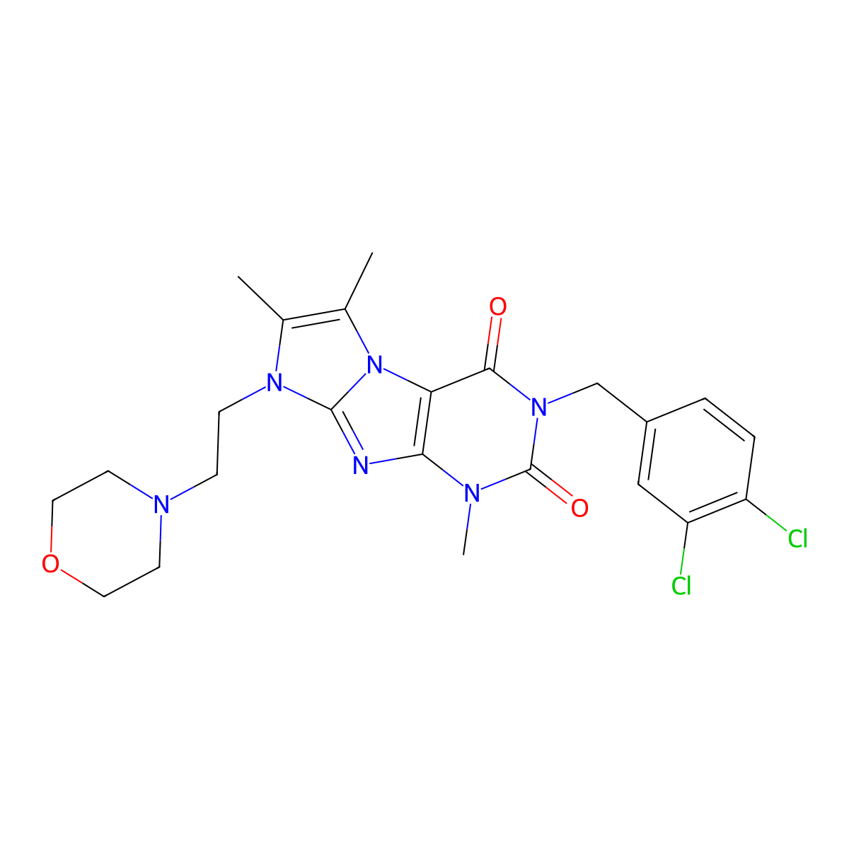 3-[(3,4-dichlorophenyl)methyl]-1,6,7-trimethyl-8-[2-(morpholin-4-yl)ethyl]-1H,2H,3H,4H,8H-imidazo[1,2-g]purine-2,4-dione molecular structure, CAS 1795304-46-9