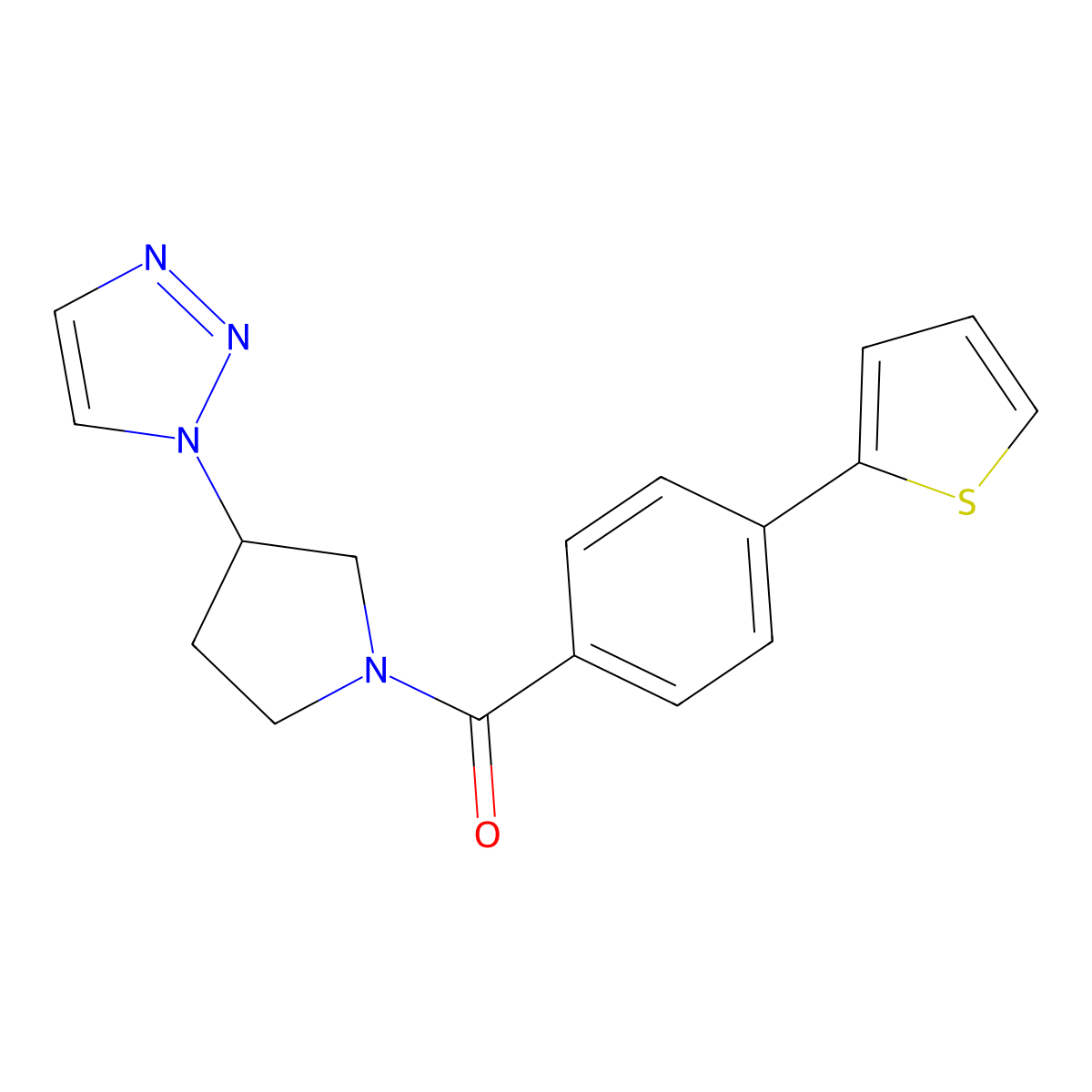 (3-(1H-1,2,3-triazol-1-yl)pyrrolidin-1-yl)(4-(thiophen-2-yl)phenyl)methanone molecular structure, CAS 1795304-49-2