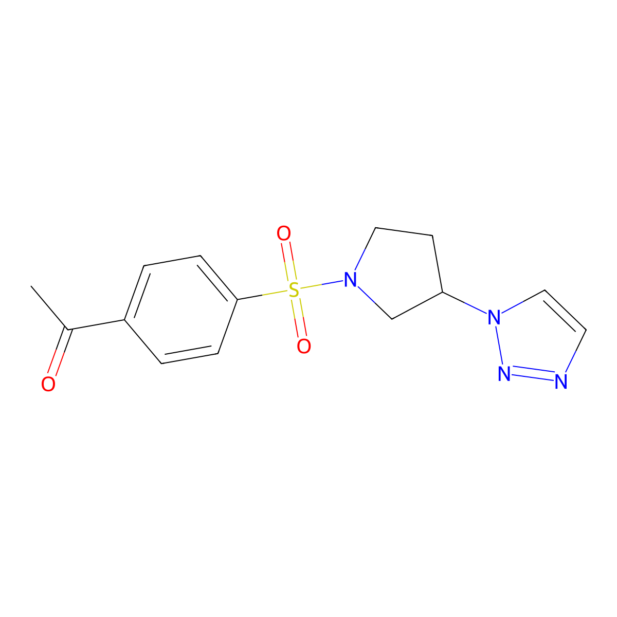 1-(4-((3-(1H-1,2,3-triazol-1-yl)pyrrolidin-1-yl)sulfonyl)phenyl)ethanone molecular structure, CAS 1795304-51-6
