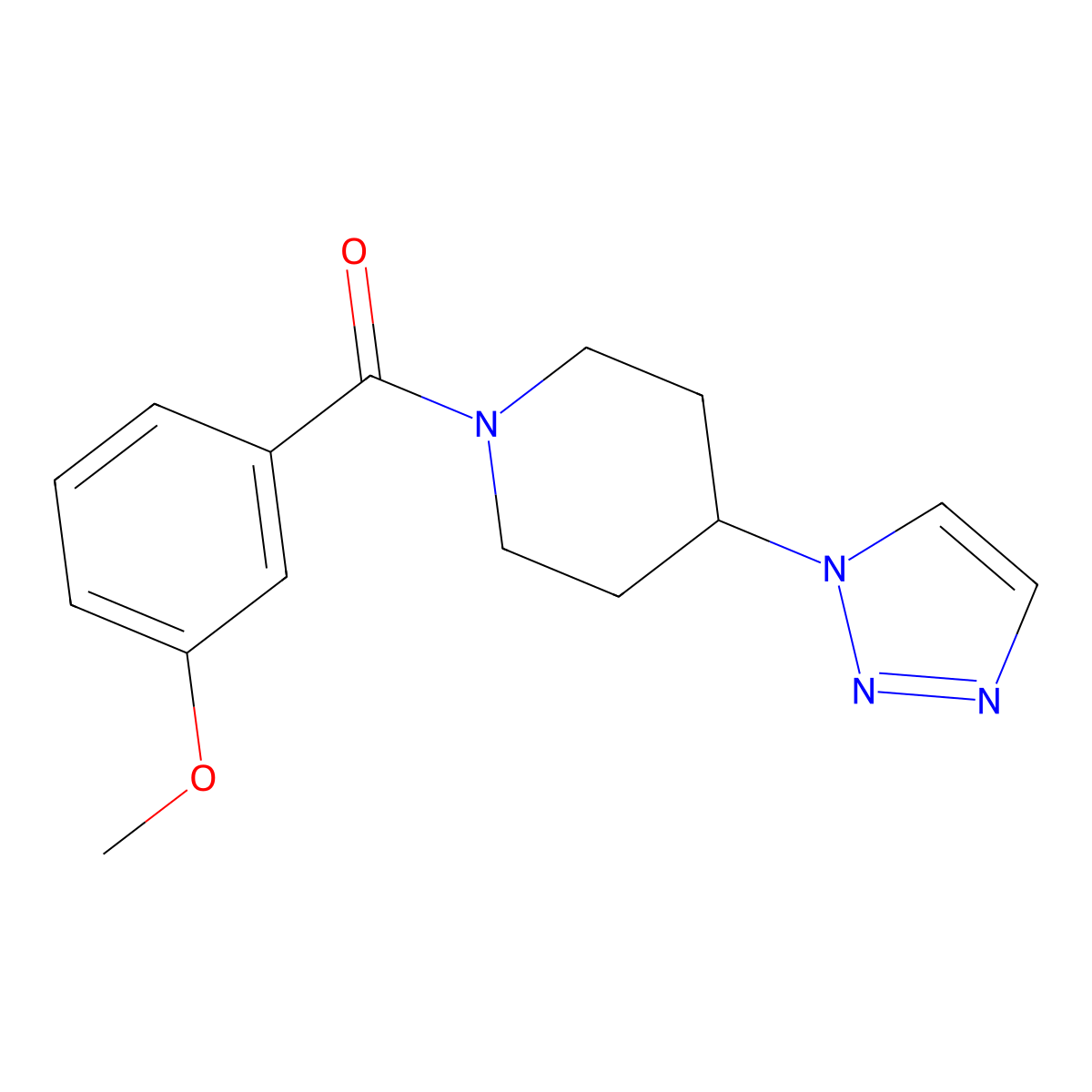 (4-(1H-1,2,3-triazol-1-yl)piperidin-1-yl)(3-methoxyphenyl)methanone molecular structure, CAS 1795304-69-6