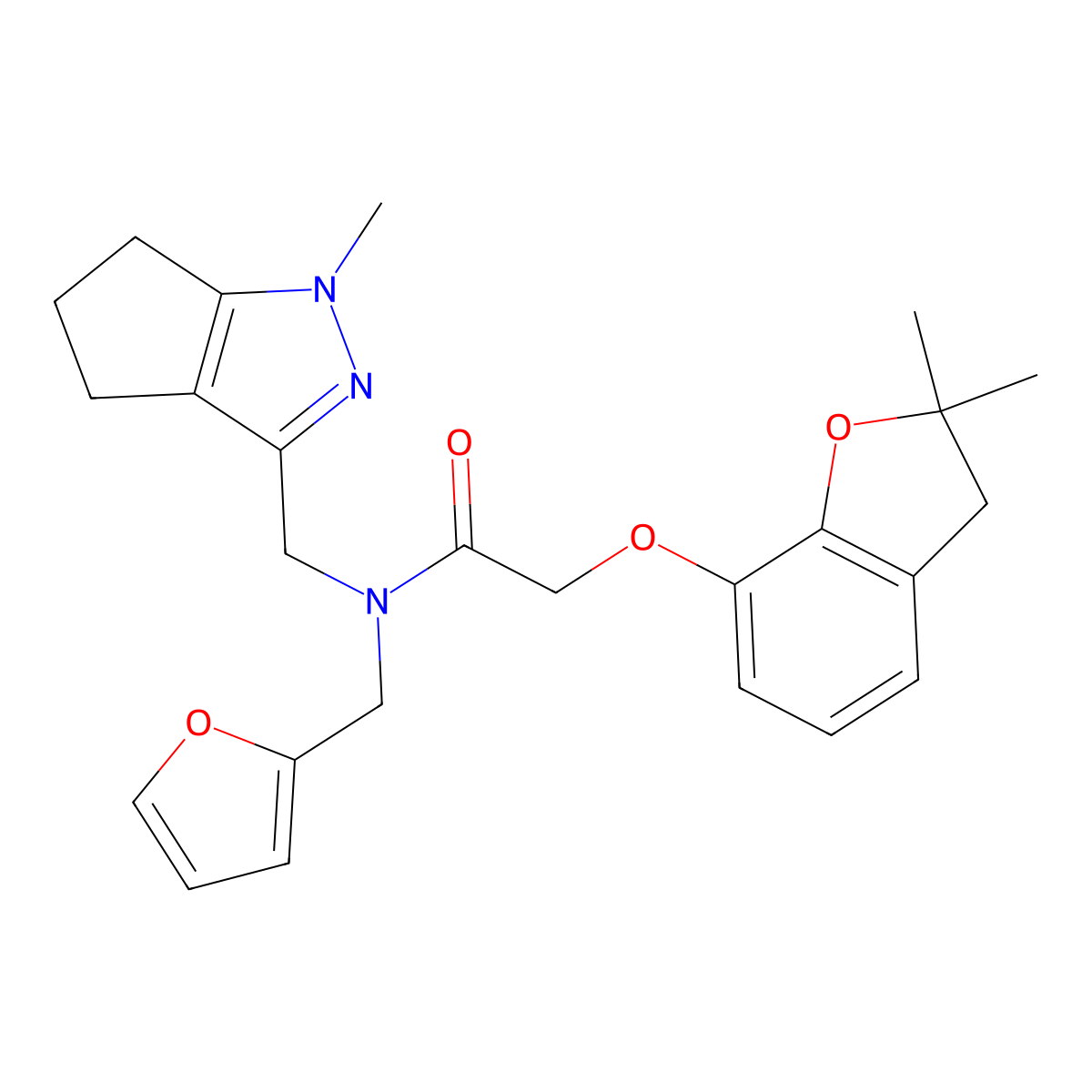 2-((2,2-dimethyl-2,3-dihydrobenzofuran-7-yl)oxy)-N-(furan-2-ylmethyl)-N-((1-methyl-1,4,5,6-tetrahydrocyclopenta[c]pyrazol-3-yl)methyl)acetamide molecular structure, CAS 1795304-84-5