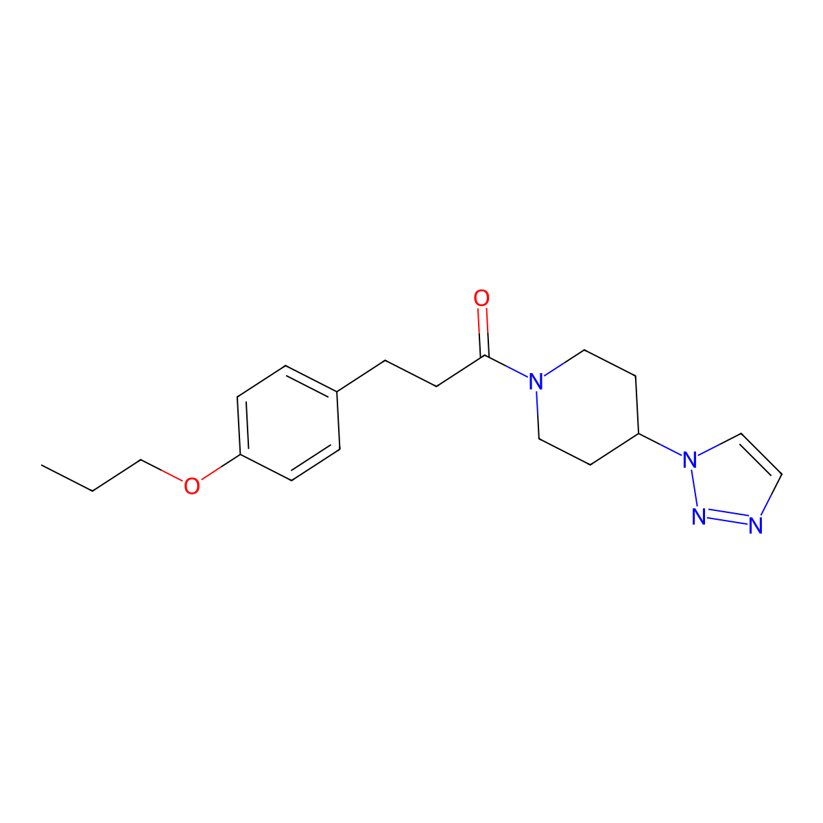 1-(4-(1H-1,2,3-triazol-1-yl)piperidin-1-yl)-3-(4-propoxyphenyl)propan-1-one molecular structure, CAS 1795304-86-7