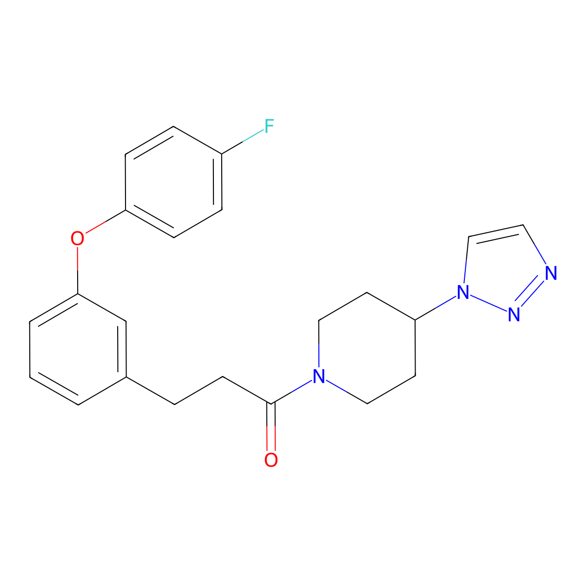 1-(4-(1H-1,2,3-triazol-1-yl)piperidin-1-yl)-3-(3-(4-fluorophenoxy)phenyl)propan-1-one molecular structure, CAS 1795304-93-6
