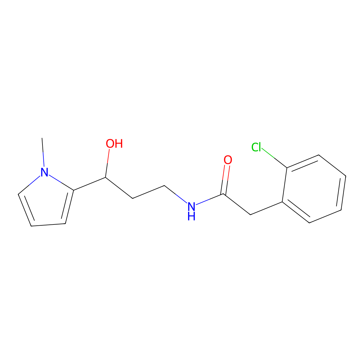 2-(2-chlorophenyl)-N-[3-hydroxy-3-(1-methyl-1H-pyrrol-2-yl)propyl]acetamide molecular structure, CAS 1795305-11-1