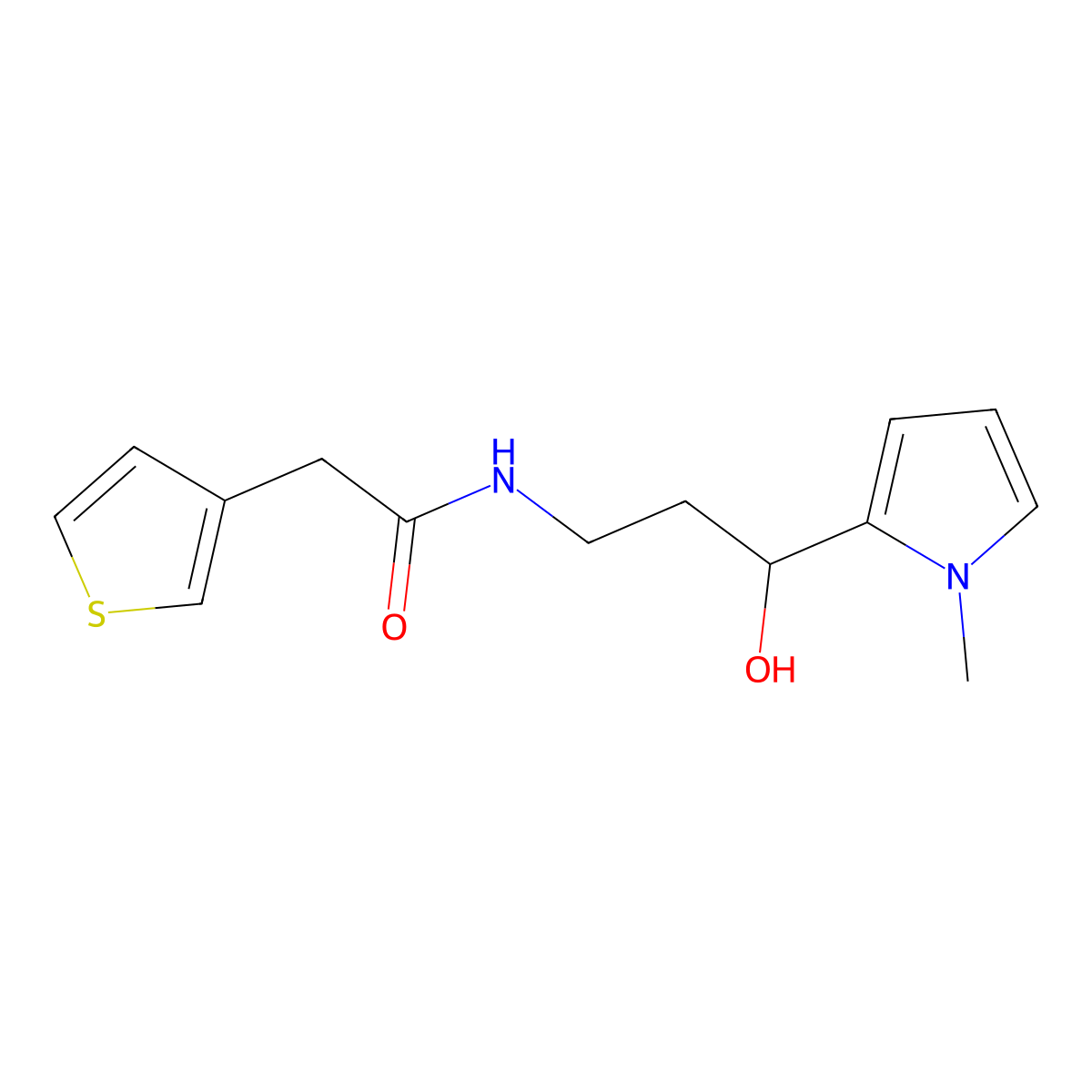 N-[3-hydroxy-3-(1-methyl-1H-pyrrol-2-yl)propyl]-2-(thiophen-3-yl)acetamide molecular structure, CAS 1795305-17-7