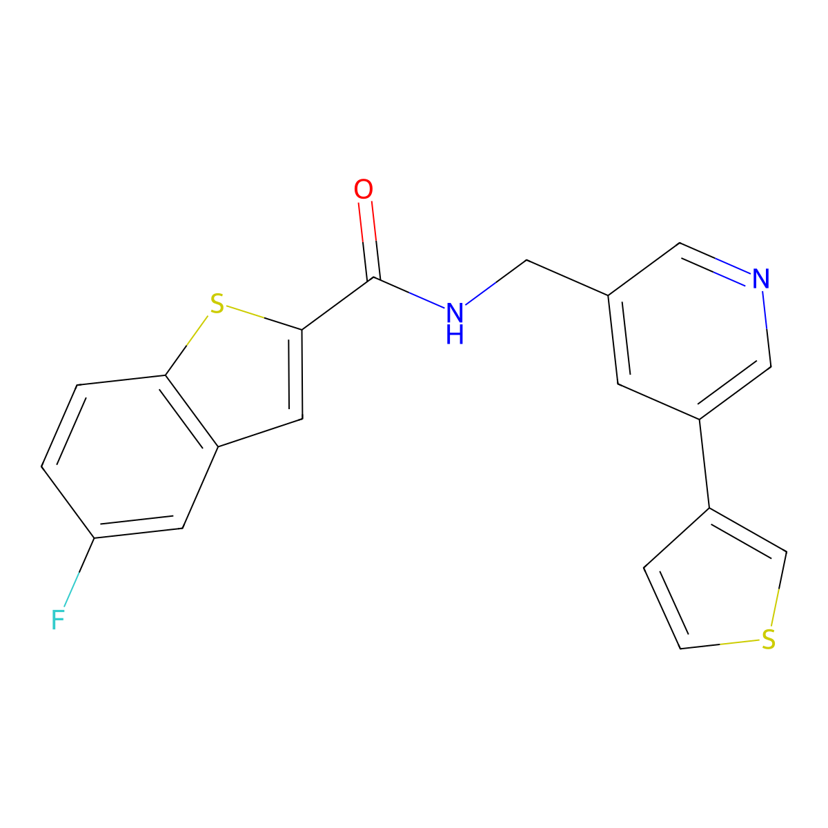 5-fluoro-N-((5-(thiophen-3-yl)pyridin-3-yl)methyl)benzo[b]thiophene-2-carboxamide molecular structure, CAS 1795305-18-8