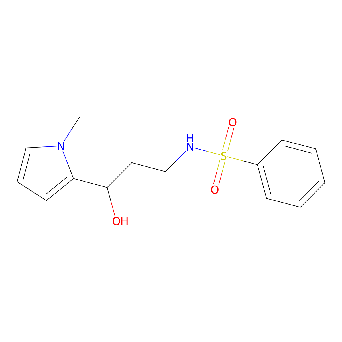 N-[3-hydroxy-3-(1-methyl-1H-pyrrol-2-yl)propyl]benzenesulfonamide molecular structure, CAS 1795305-21-3
