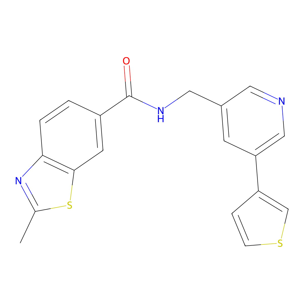 2-methyl-N-((5-(thiophen-3-yl)pyridin-3-yl)methyl)benzo[d]thiazole-6-carboxamide molecular structure, CAS 1795305-22-4