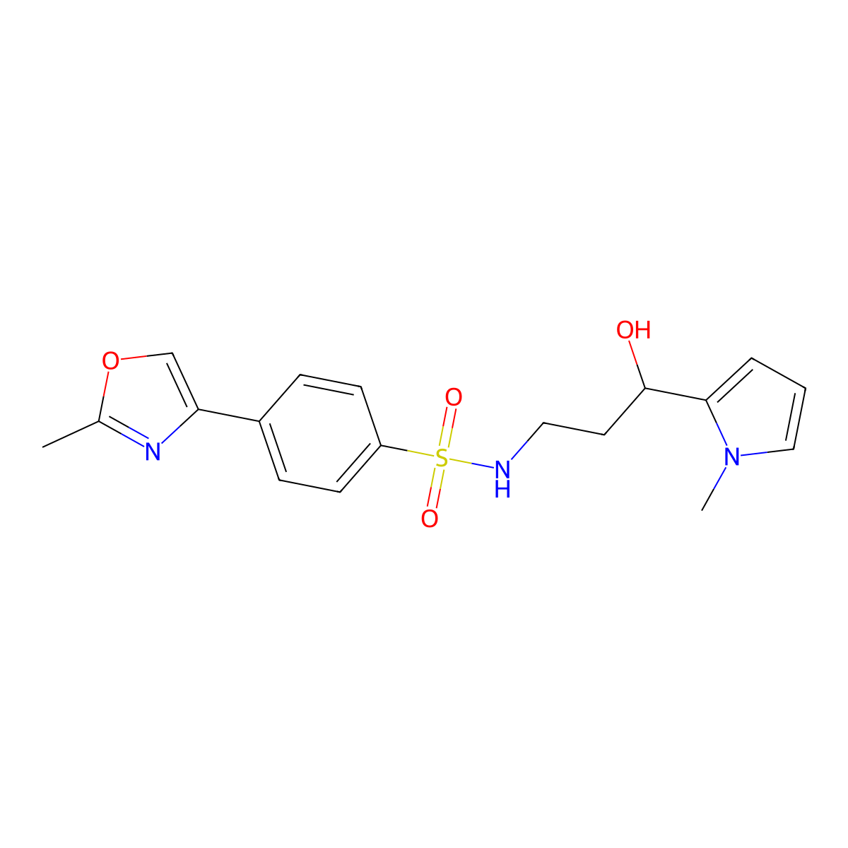 N-(3-hydroxy-3-(1-methyl-1H-pyrrol-2-yl)propyl)-4-(2-methyloxazol-4-yl)benzenesulfonamide molecular structure, CAS 1795305-34-8