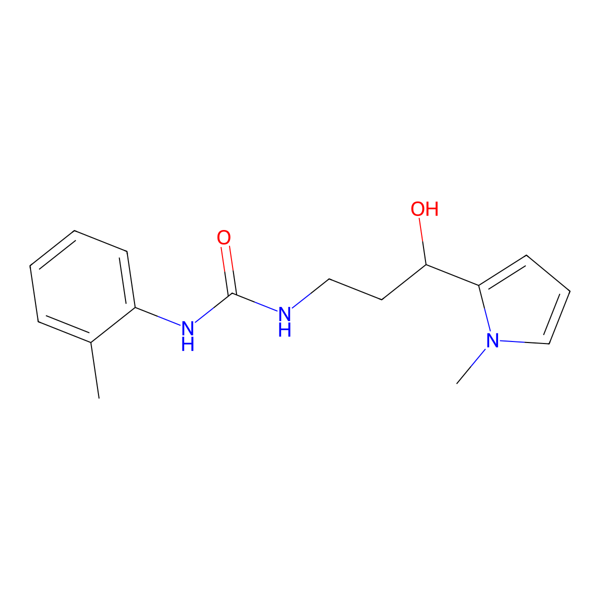 1-(3-hydroxy-3-(1-methyl-1H-pyrrol-2-yl)propyl)-3-(o-tolyl)urea molecular structure, CAS 1795305-50-8