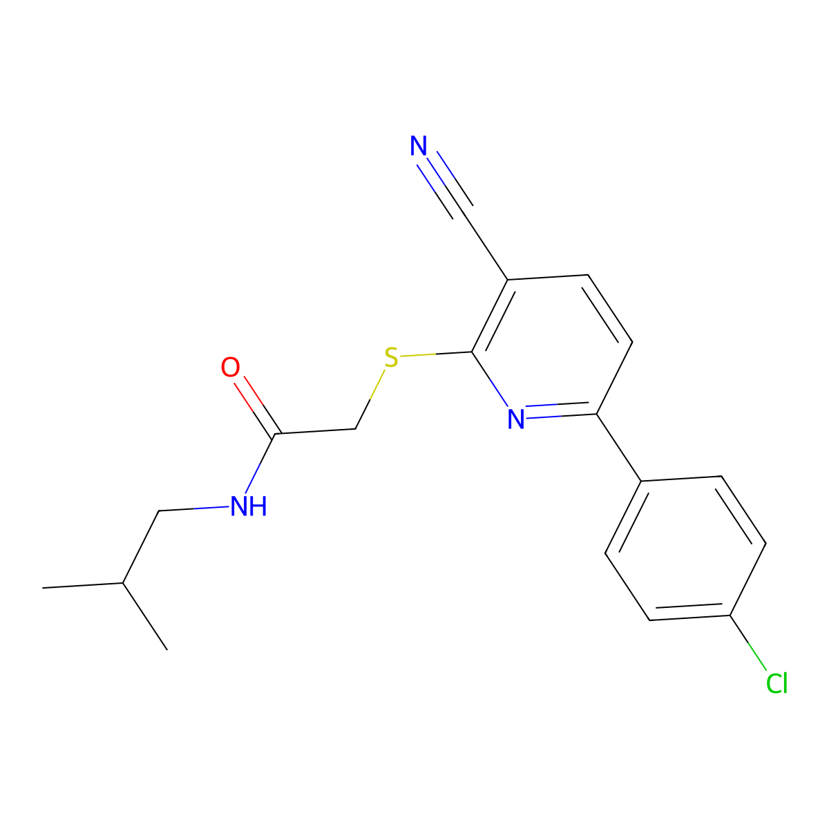 2-{[6-(4-chlorophenyl)-3-cyanopyridin-2-yl]sulfanyl}-N-(2-methylpropyl)acetamide molecular structure, CAS 1795305-55-3