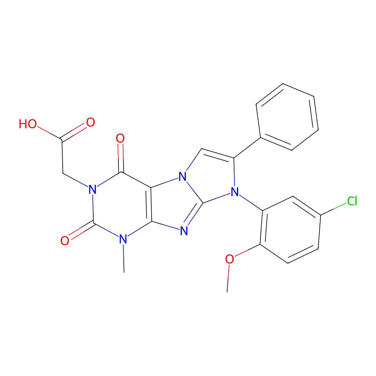 2-[8-(5-chloro-2-methoxyphenyl)-1-methyl-2,4-dioxo-7-phenyl-1H,2H,3H,4H,8H-imidazo[1,2-g]purin-3-yl]acetic acid molecular structure, CAS 1795306-04-5