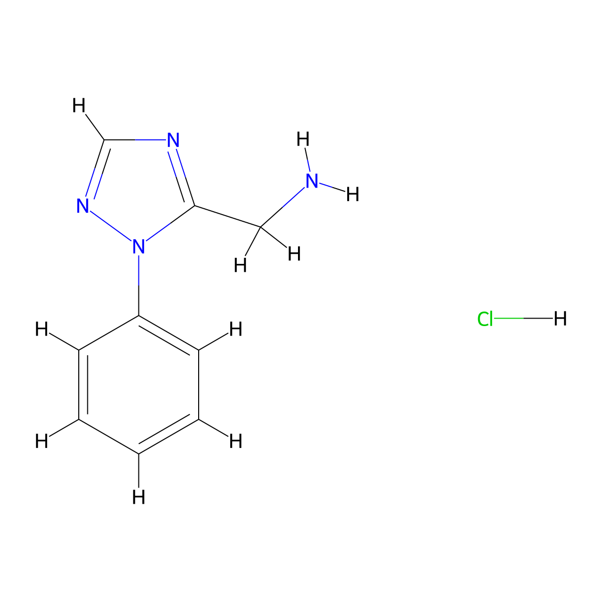 1-(1-phenyl-1H-1,2,4-triazol-5-yl)methanamine hydrochloride molecular structure, CAS 1795307-16-2