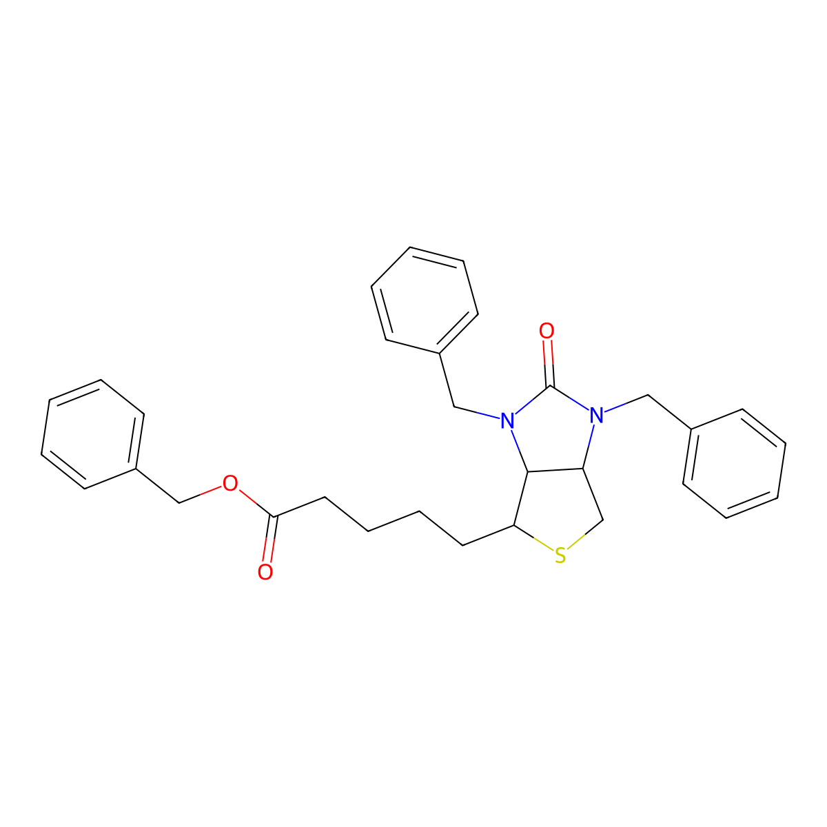 benzyl 5-[(3aS,4S,6aR)-1,3-dibenzyl-2-oxo-3a,4,6,6a-tetrahydrothieno[3,4-d]imidazol-4-yl]pentanoate molecular structure, CAS 179532-60-6