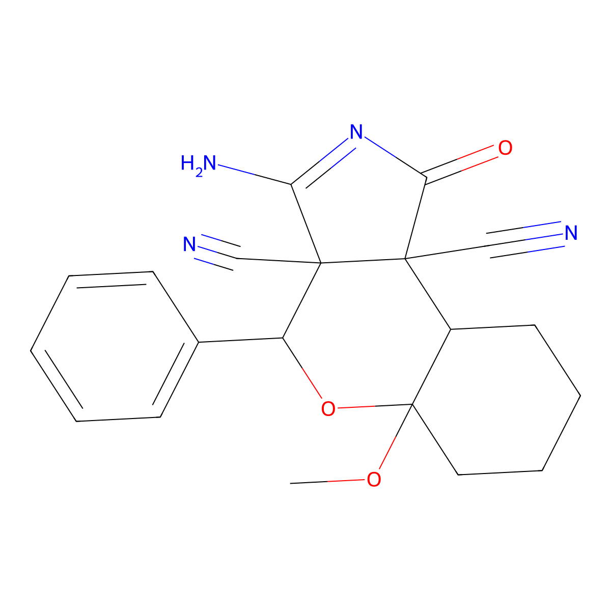 3-imino-5a-methoxy-1-oxo-4-phenyloctahydrochromeno[3,4-c]pyrrole-3a,9b(1H,4H)-dicarbonitrile molecular structure, CAS 1795328-26-5