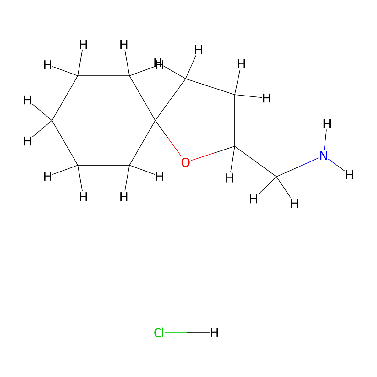 1-Oxaspiro(4.5)decan-2-ylmethanamine hydrochloride molecular structure, CAS 1795330-56-1