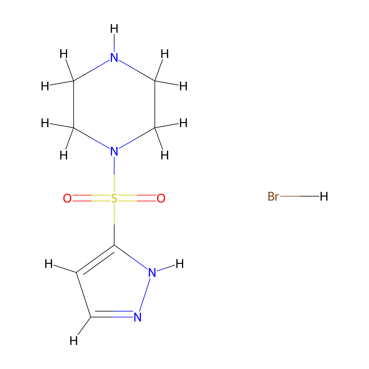 1-(1H-pyrazole-3-sulfonyl)piperazine hydrobromide molecular structure, CAS 1795338-17-8