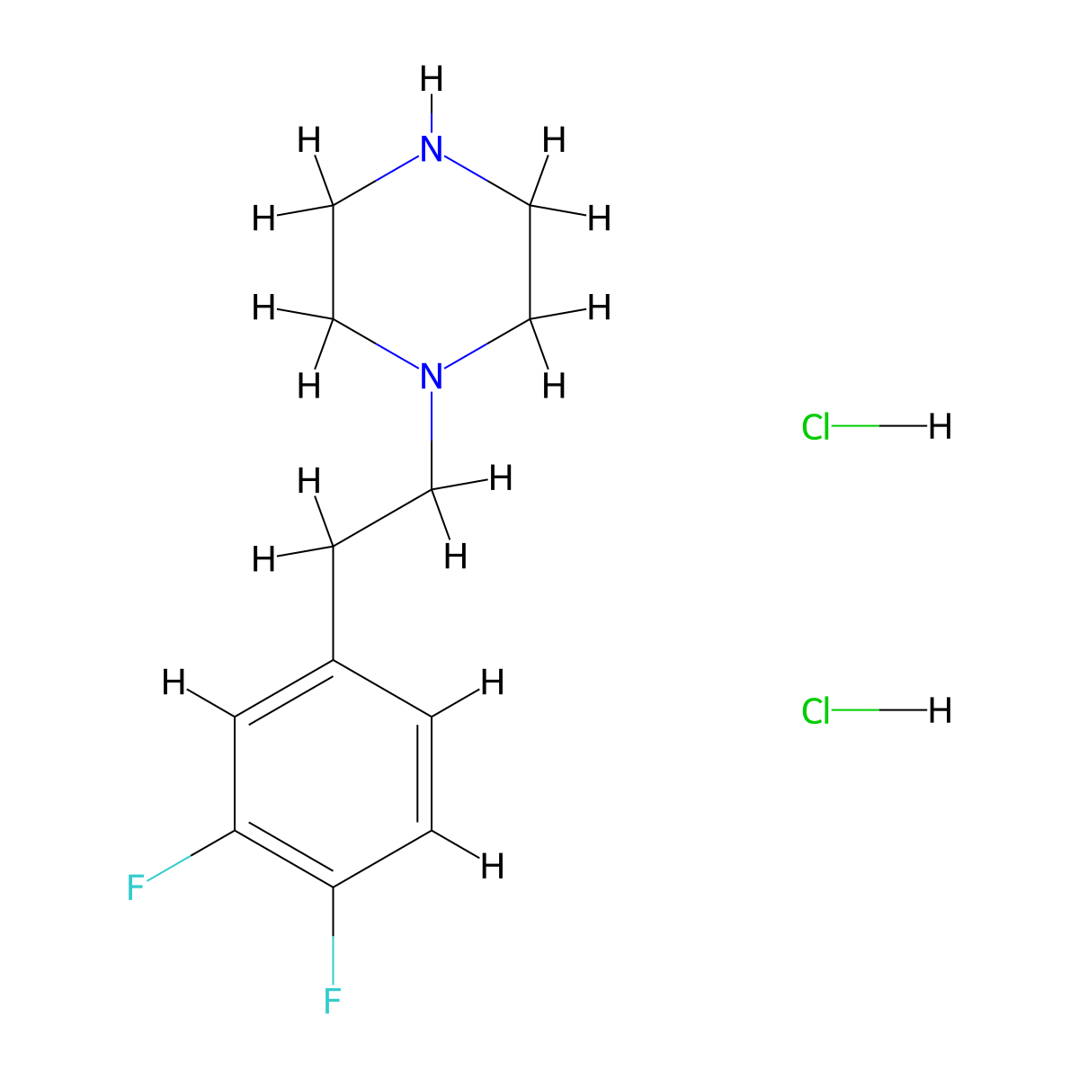 1-(3,4-Difluorophenethyl)piperazine 2HCl molecular structure, CAS 179534-91-9