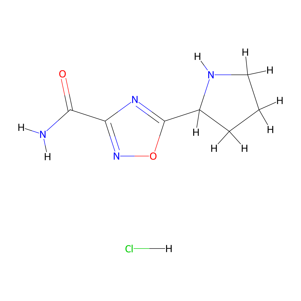5-(Pyrrolidin-2-yl)-1,2,4-oxadiazole-3-carboxamide hydrochloride molecular structure, CAS 1795344-84-1